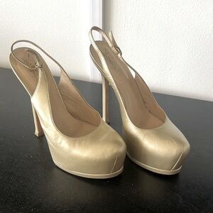 Champagne Gold YSL Tribtoo Slingback Stilettos Size 38